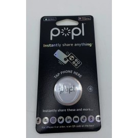 POPL Digital Business Card Phone NFC Tag Social Media Contact Info Music WHITE