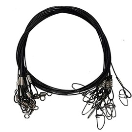 150LB-20Inch Fishing Wire Leader Line, 10Pcs Stainless Steel Heavy Duty Fishing Line Leaders with Swivels and Snap (Black)