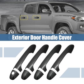 X AUTOHAUX 8pcs ABS Carbon Fiber Pattern Exterior Side Door Handle Cover Trim for Toyota Tacoma 2016-2021 Black Outer Door Handle Cover Decoration