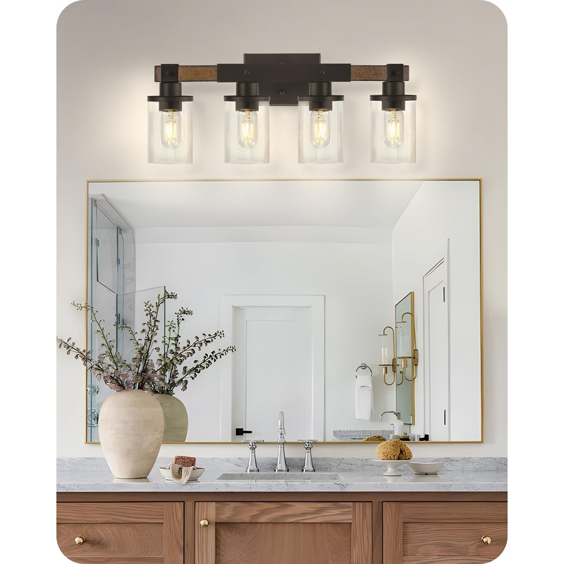 GOEBLESON 4-Light Bathroom Light Fixture, Farmhouse Vanity Lights for Bathroom