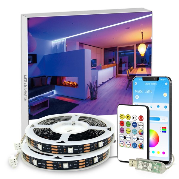 phopollo USB Led Strip Light 10m (5m×2) RBG IC for