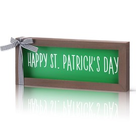 Hekocap St Patricks Day Decor - Wooden Happy St Patricks Day Sign, Farmhouse Saint Patricks Day Table Decor, St. Patricks day decor for Table Wall Shelf Mantel Fireplace, Home & Office