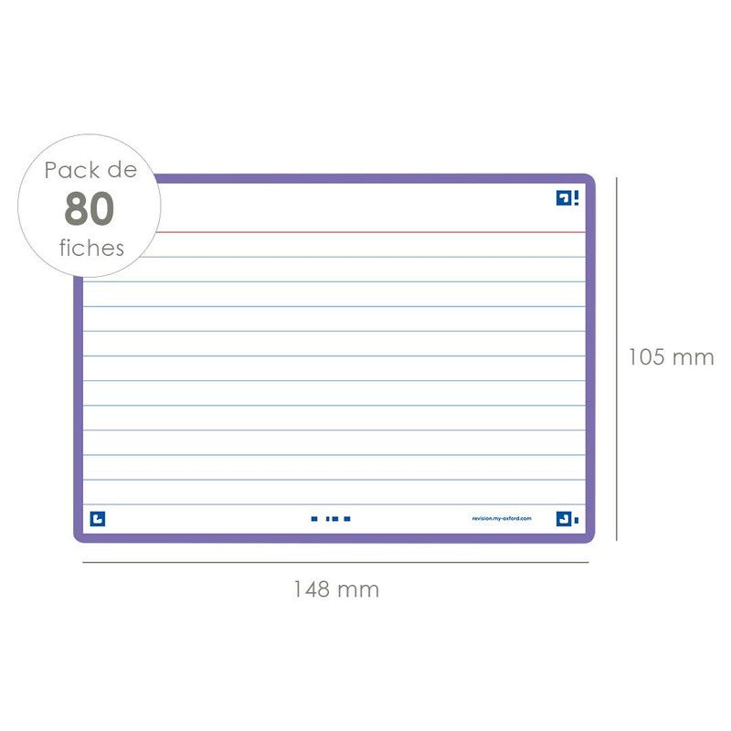 Flash Cards, Ruled with Violet Frame, A6, Pack of 80