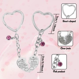 Auliuse Mothers Day Gift for Mum 2 Pcs Mother Daughter Heart Matching Keyring Keychain Set Gifts,Keyring Gift