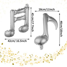 Pack of 24 Music Note Balloons, 3 Colours, Music Notes Aluminium Foil Balloons, Music Balloons Decoration for Music Theme Party, Birthday Decoration, Dance Party, Home, Outdoor Party, Celebrations