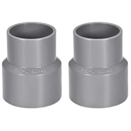 TOP-VIGOR 2Pcs PVC DWV Reducing Coupling, 40mm x 50mm Socket Pipe Fitting Adapter Connector, Duct Reducer Pipe Fitting for Water Supplies Build, Gray