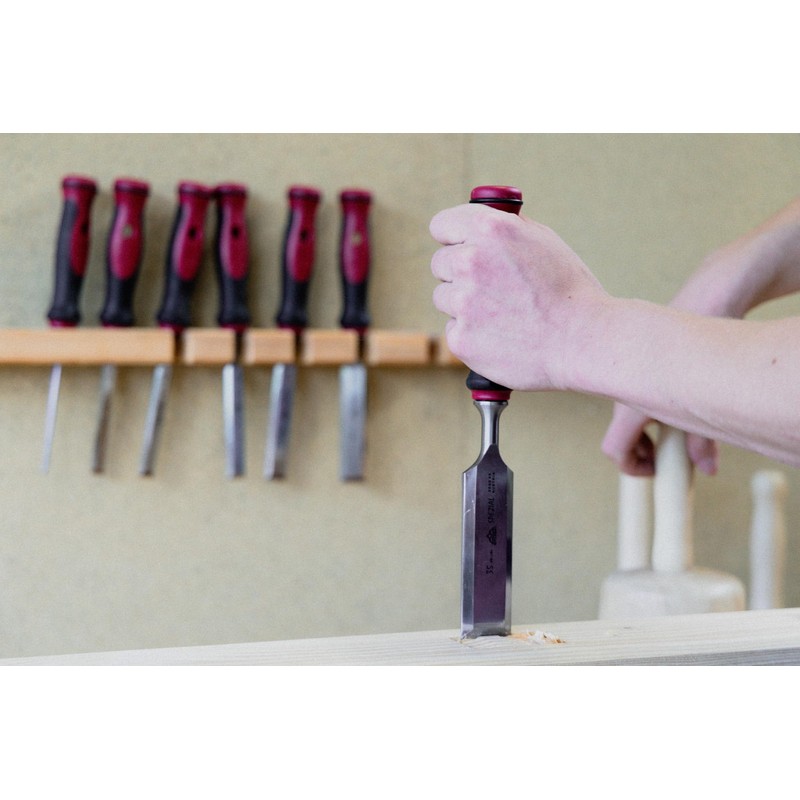Stubai 356104 "Professional" Special Wood Chisel Set with 2C-Handles, Silver/Red/Black,