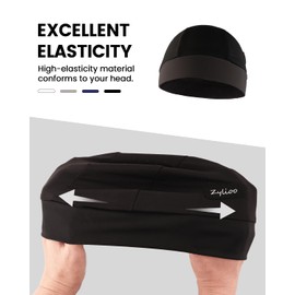 Zylioo X-Large Summer Helmet Liner for Big Heads, UPF 50 Sun Protection Cycling Cap, Skull Cap Sweat Wicking Black