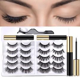 ELECTRIC CHOICE Pestañas Postizas Magneticas, 10 Pares Pestañas Postizas Naturales 3D con 1 Delineador Magnético Y Pinza, Kit De Pestañas Magnéticas Reusables Y Impermeables, No Necesita Pegamento