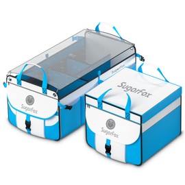 SugarFox Modular (63L+26L) Trunk Organizer for Car/SUV, Heavy-Duty Storage, Soft/Hard Covers, Foldable Waterproof, Non-Slip, Compartments, Blue-M006