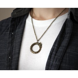 Baldur Jewelry - Viking Ouroboros Snake Necklace for Women Men - Jormungandr Dragon Snake Pendant Necklace Amulet - Brass Snake Chain Necklace - Snake Jewelry - Viking Jewelry for Men - Viking Gifts