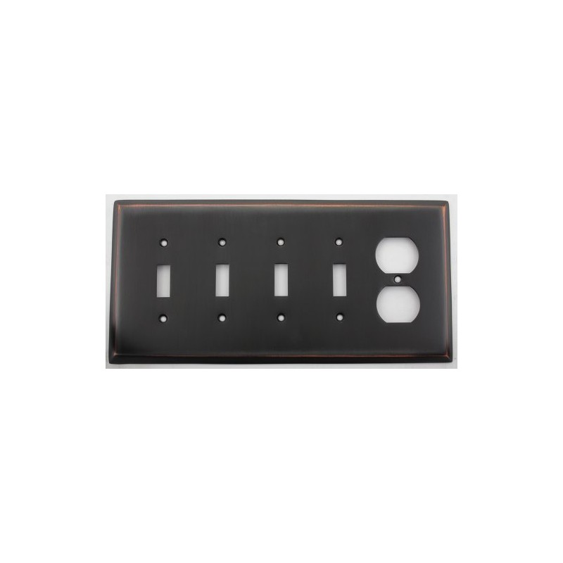 Oil Rubbed Bronze 5 Gang Wall Plate - 4 Toggle