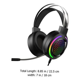 LABRIMP Wired RGB Gaming Headset with Microphone Over-Ear Noise Cancelling Headphones for PC Lightweight Stereo Earpiece Multi-Platform Compatibility Colorful Backlight