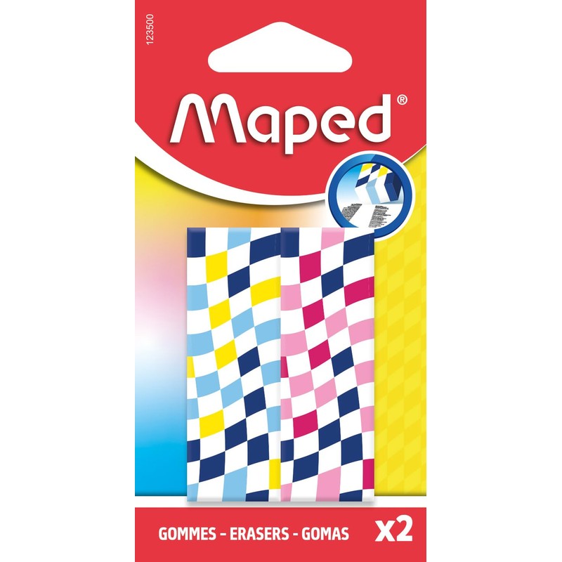 Maped CHECKERBOARD - Set di 2 gomme per la scuola