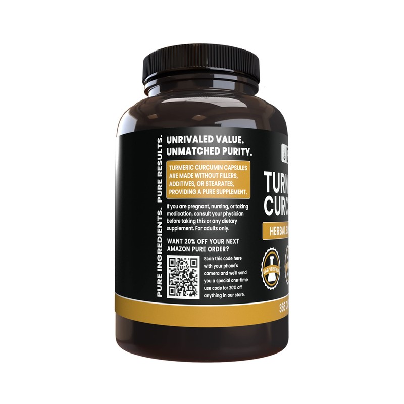 PURE ORIGINAL INGREDIENTS Turmeric Curcumin (365 Capsules) No Magnesium Or