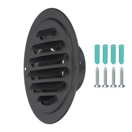 PATIKIL 3 Inch Round Air Vents, 1 Pcs Outlet Vents Cover Bulk Cover 304 Stainless Steel Louver Grille Cover Ducting Air Ventilation Wall Vent Cover for Ceiling Mount Bathroom Vent, Black