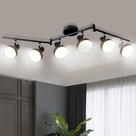 LTBLIGHT Track Lighting Fixtures Ceiling, 6-Head Adjustable LED Track Lighting Kit, Black Metal Directional Rotatable Ceiling Light Fixture for Kitchen, Living Room, E12 Base, Bulbs Not Included