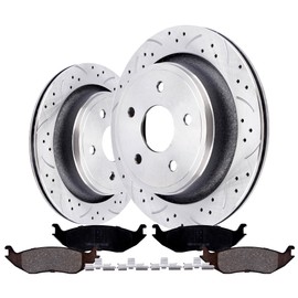VIPCAR Rear Brake Pads And Rotors Kit Compatible With Dodge Ram 1500 Pickup 2005-2010,Ram 1500 2011-2018/Classic 2019-2023,Dodge Durango 2004-2009,For Chrysler Aspen 2007-2009, 5-Lug Wheels