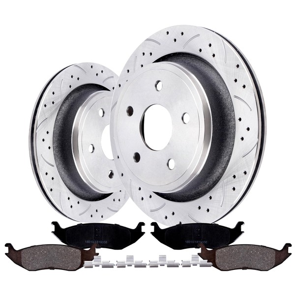 VIPCAR Rear Brake Pads And Rotors Kit Compatible With Dodge