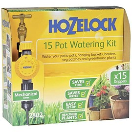 Hozelock Ltd 15-Topf-Bewässerungsset und mechanischer Timer mit automatischer Abschaltfunktion