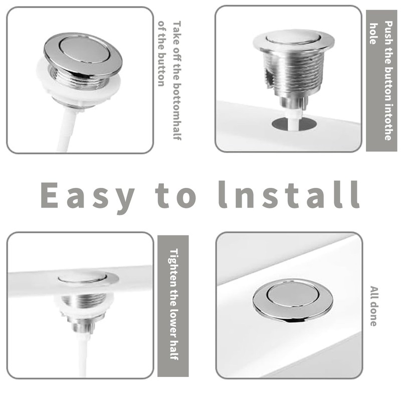 2Pcs Toilet Flush Buttons, 38mm Single Flush Toilet Push Buttons,