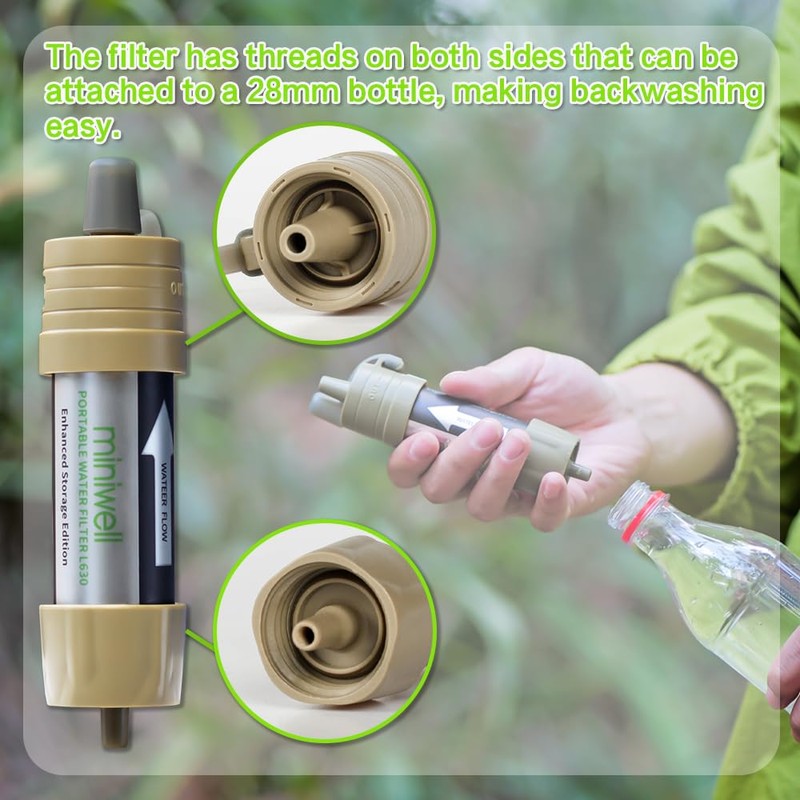 Miniwell L630 Portable Water Filter with Upgraded Vacuum Packaging -