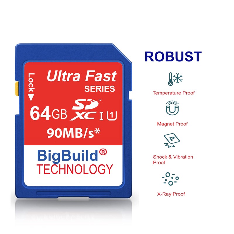 eMemoryCards 64GB Ultra Fast 90MB/s SD SDXC Memory Card For