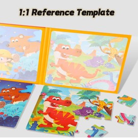Children's Puzzle Magnetic Puzzle Dino Puzzle for Children from 3, Travel Games Children from 3 Educational Puzzles, Educational Toy for Children 3 4 5 Years, Gift and Games for Children