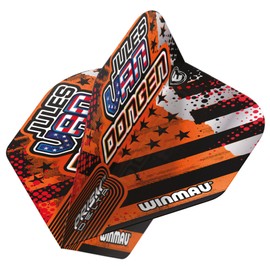 WINMAU Dart Flight - Professional Player - Prism Delta Jules Van Dongen Extra Thick 100 Micron - 1 Set per Pack (Total 3 Dart Flights) - Professional Dart Accessories - Orange & Black