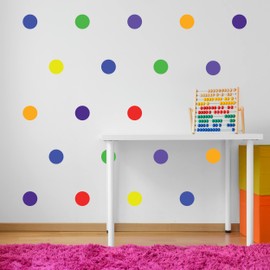 Primary Colorful Polka Dot Wall Decals - Set of 42 3" Vinyl Dot Wall Stickers for Nursery Bedroom Playroom Classroom Decor Removable Peel and Stick Indoor Wall Decor