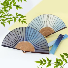 Osaka Choseido Folding Fan, Men's, Men's, Stylish, Business, Folding Fan Bag, Set with Handkerchief, Dragonfly Chief, navy