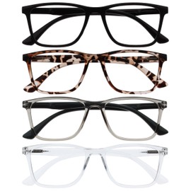 OPULIZE NYX Blue Light Blocking Glasses - Anti-Glare Computer and Gaming Eyewear - 4 Pack - UV and Eyestrain Protection - Rectangular Frame - Black Brown Grey Clear - Men Women