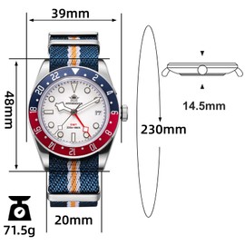 ADDIESDIVE GMT Quartz Watch for Men Nylon Band 200M Waterproof Dual Time Zone Calendar GMT Mens Wristwatch