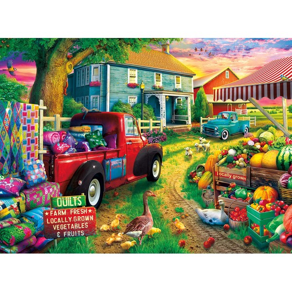 Buffalo Games - Quilt Farm - 1000 Piece Jigsaw Puzzle, Multicolor, 26.75" L X 19.75" W (11922)