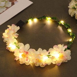 Zoestar LED Flower Crown Headband Lighted Hair Wreath Headbands Bridal Flower Headpiece Festival Garland Headpiece for Women and Girls