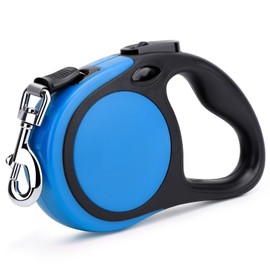 Segarty Dog Leash Retractable for Large Medium Dogs, 16ft Heavy Duty Walking Dog Leash for Dogs up to 110lb, Anti-Slip Handle 360°Tangle-Free Nylon Tape, One-Handed One Button Lock (Black Blue)