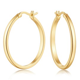 Fureylenx Gold Hoop Earrings 14K Gold Earrings for Women 30mm