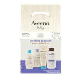 Aveeno Baby Bathtime Solutions Mommy & Me - Set de regalo para mamá, jabón para bebés y champú, baño calmante, loción hidratante diaria y gel de baño 