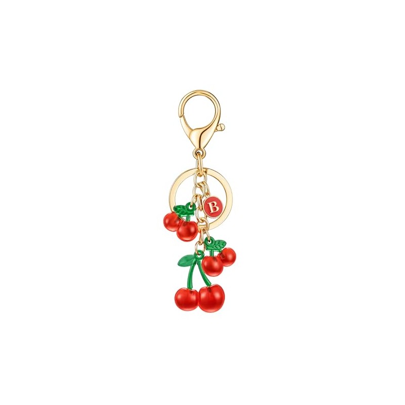 HAISWET Red Cherry Keychain Letter Alphabet Key Ring Backpack Charms