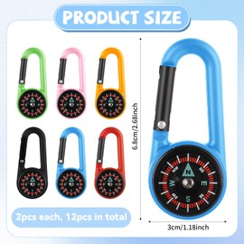 Mini Compass Keychain for Kids, 12 Pcs Small Pocket Magnetic Keychain Compass Colorful Survival Hiking Compasses for Kids Adults Outdoor Camping Hiking Backpacking Accessory Party Favors