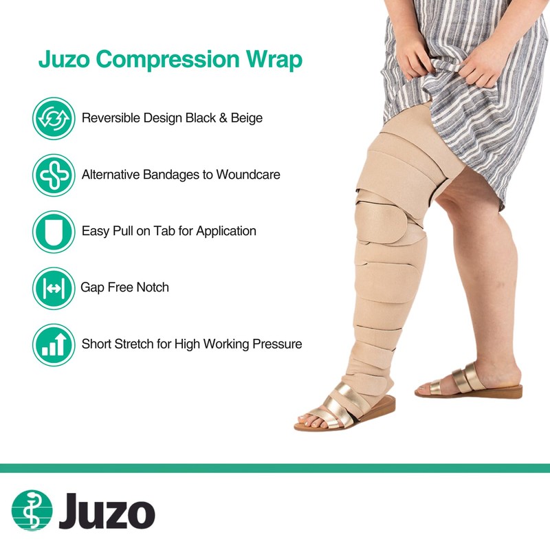 Juzo Short Stretch Compression Wraps, 30-60 mmHg, Calf Wrap, Double