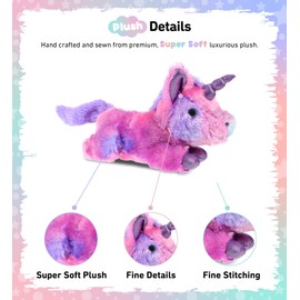 DolliBu Plush Monday Pink Unicorn Stuffed Animal - Soft Huggable Lying Unicorn, Playtime Plush Toy, Cute Animal Cuddle Gifts for Kids & Adults - 10.5 Inches