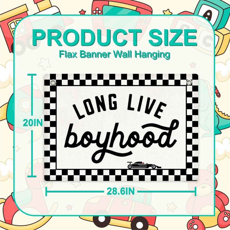 Long Live Boyhood Banner Boy Room Decor, Banner Flag 28.5x20
