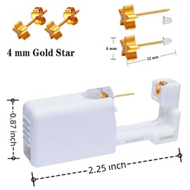 Ear Piercing Kits Disposable Ear Piercing Gun Kits No Pain Easy Use Ear Piercing Gun Kit Tool with Multi-Sized Gold Silver CZ Earring Studs (Golden)