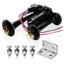 Lyaciomn Horn Kit Car Air Horn 12V 150Db Super Loud 2 Trumpet with Compressor for Trucks Trains Boats Black