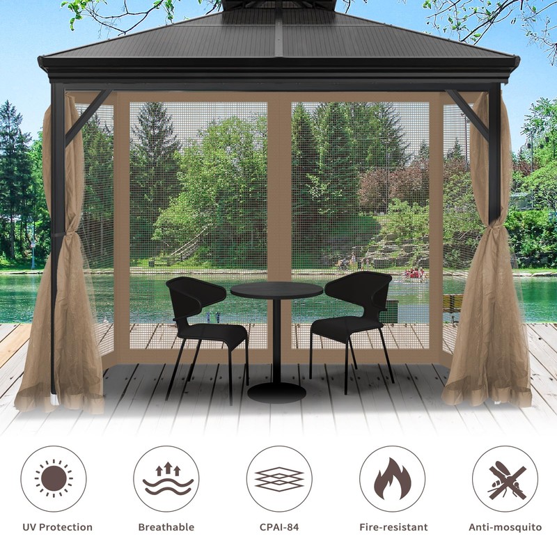 Gazebo Universal Replacement Mosquito Netting, Outdoor Canopy Net Screen 4-Panel