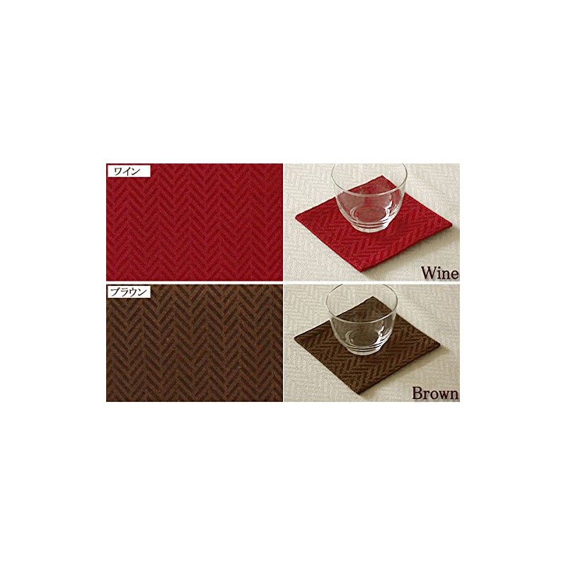 Cleib ヘリンボーン柄 撥水加工 コースター 10枚組み 約12x12cm グリーン FS006