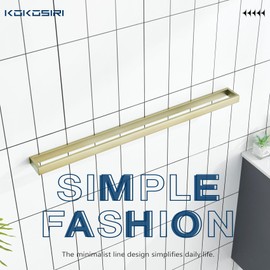 KOKOSIRI Towel Bar Brushed Gold Bath Towel Holder 32 Inch Kitchen Towel Hanger Rack Stainless Steel Bathroom Hardware Wall Mounted, 1 Pack B4008BG-L32