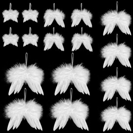 Angel Wings Pendants, Christmas Tree Decoration, Angel Wings Baby Christening Decoration, DIY Crafts (16 Pieces, 16 cm, 12 cm, 10 cm, 8 cm)