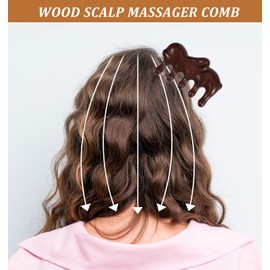 Wooden Massage Comb, 2 Pcs Gua Sha Comb, Wood Scalp Massager Hair Growth, Wooden Loc Brush for Women and Men (Rabbit Shape)